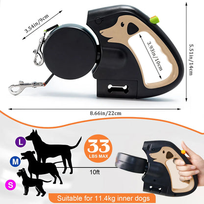 Two Dog Reflective Retractable Pet Leash – 360 Degree No Tangle Double Dogs Reflective Orange and Green Leads. Dual Locking 10 Ft Leads